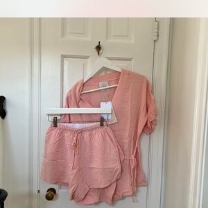 The Lullaby Club coral pink linen Set